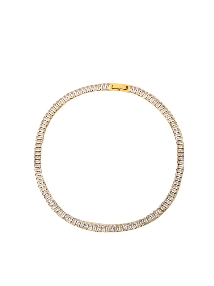 Collier en acier inoxydable à strass 