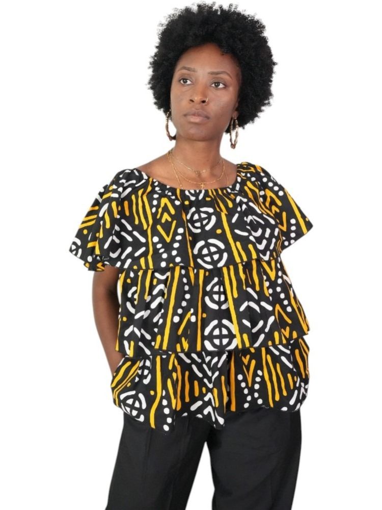SARAFINA haut en tissu Bogolan