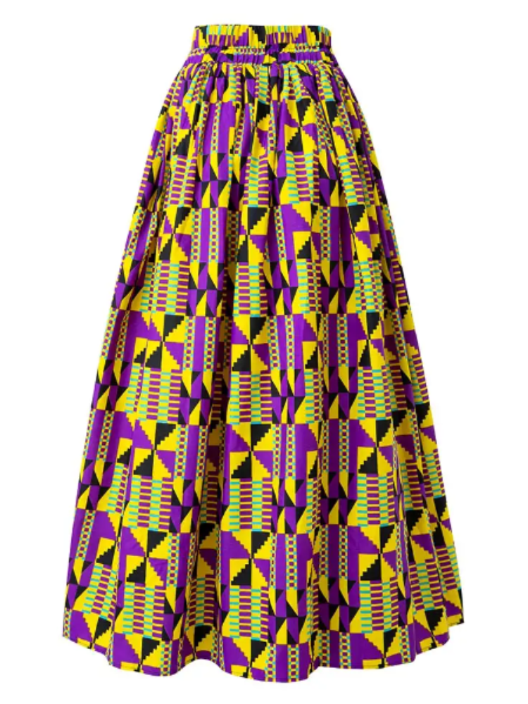Jupe longue en tissu africain 